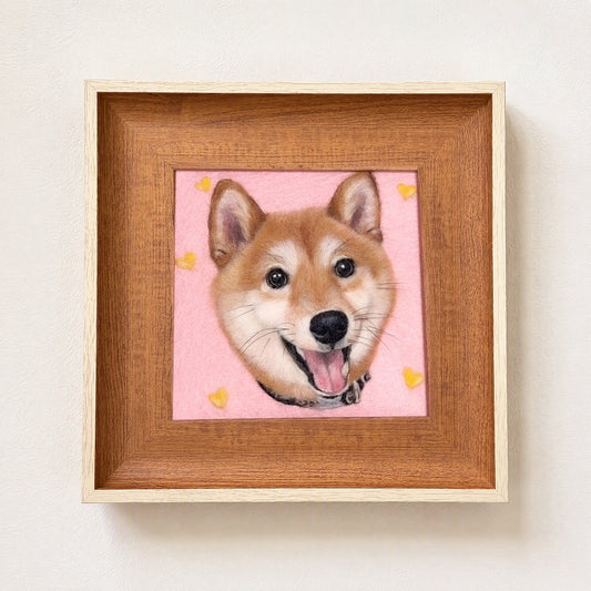 Custom 3D Framed Pet Portrait Needle Felted Dog