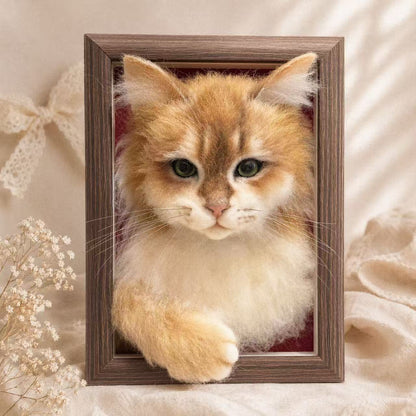 Framed Pet Portrait Needle Felted cat