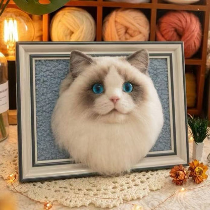 Framed Pet Portrait Needle Felted cat