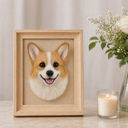 Custom 3D Framed Pet Portrait Needle Felted Dog