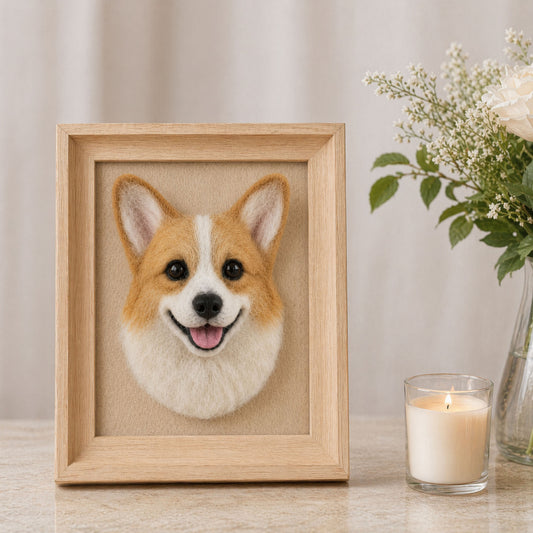 Custom 3D Framed Pet Portrait Needle Felted Dog