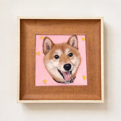 Custom 3D Framed Pet Portrait Needle Felted Dog