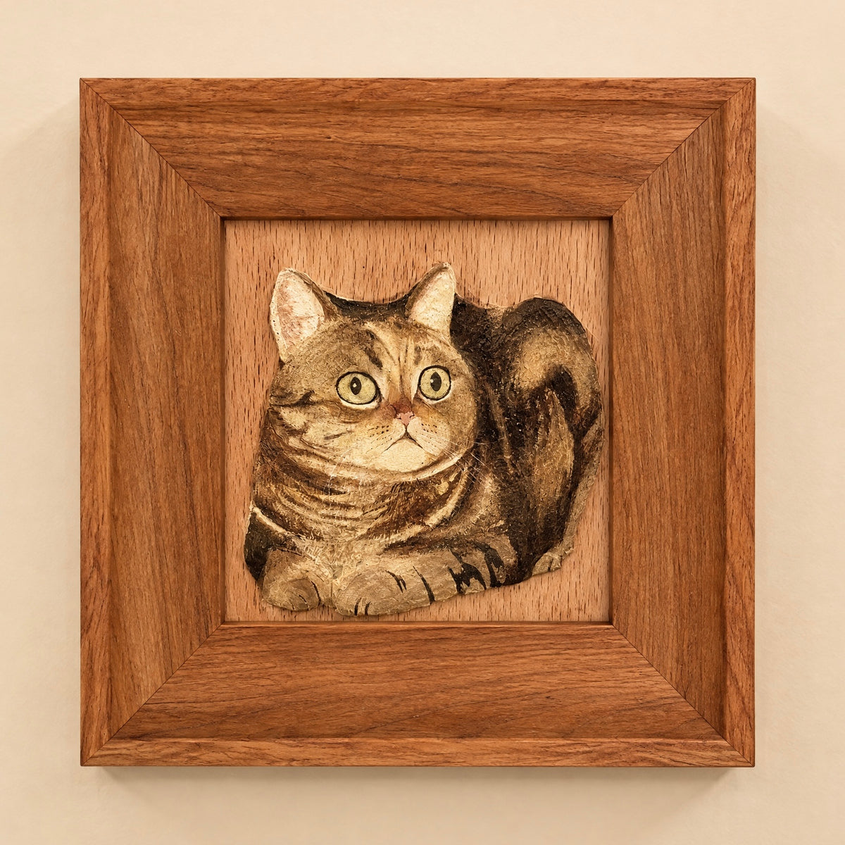 Handmade Custom Pet Relief Wood Carving Portrait