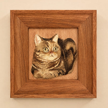 Handmade Custom Pet Relief Wood Carving Portrait